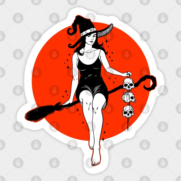 Broom Rider Witch Sticker by OccultOmaStore